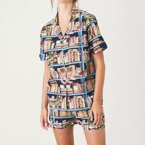 Printfresh pajamas Secret Library - Short PJ Set - Hideaway Blue - 1X